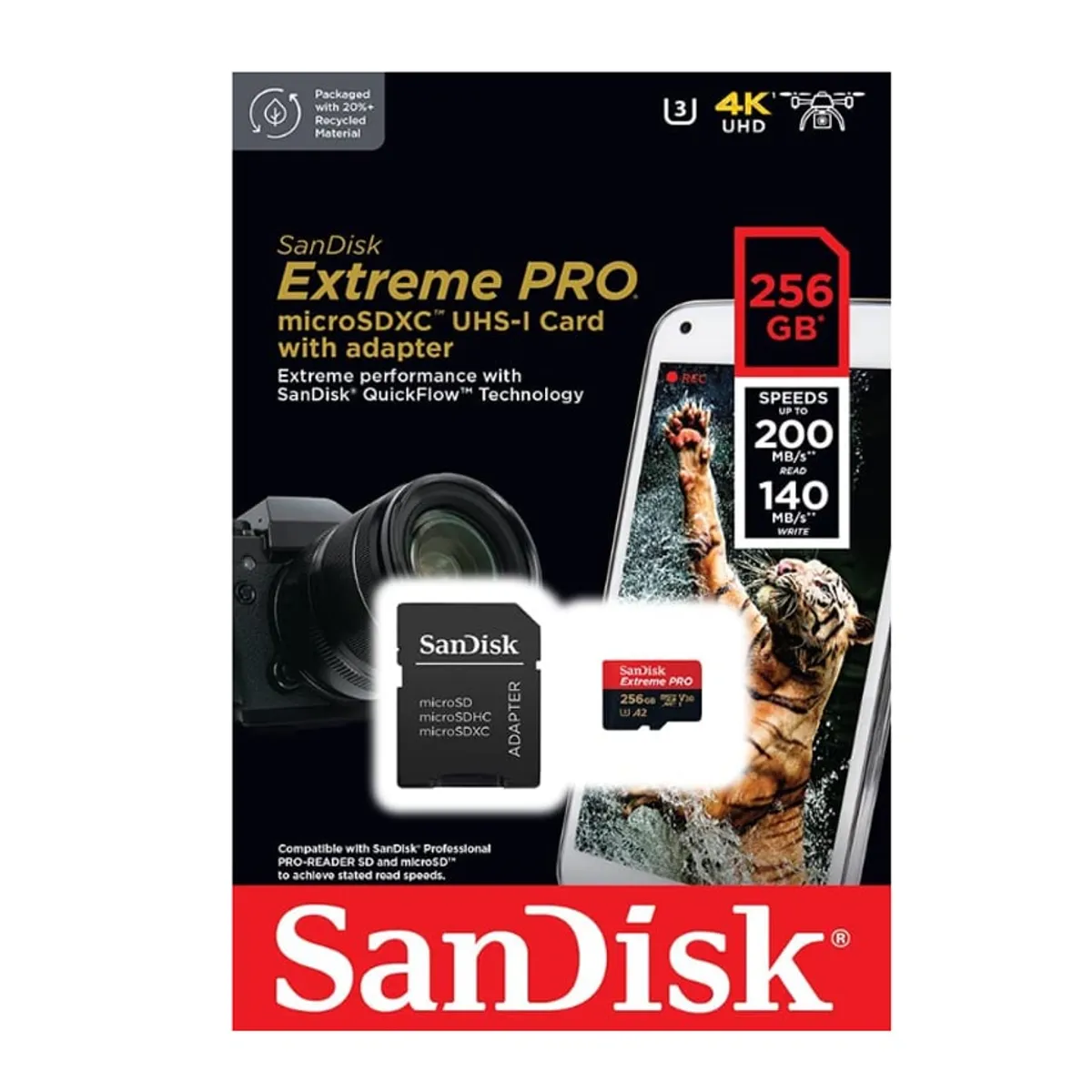 SANDISK - Memoria MICRO SD SANDISK EXTREME PRO 256GB de 200mbs
