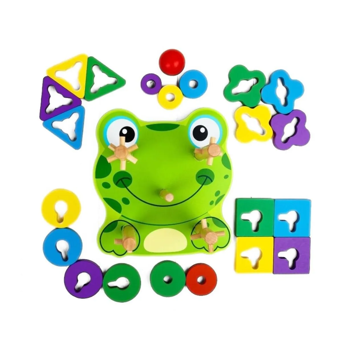 IMPORTADO MC - Juguete Didáctico Rana Figuras Geométricas Encaje Madera