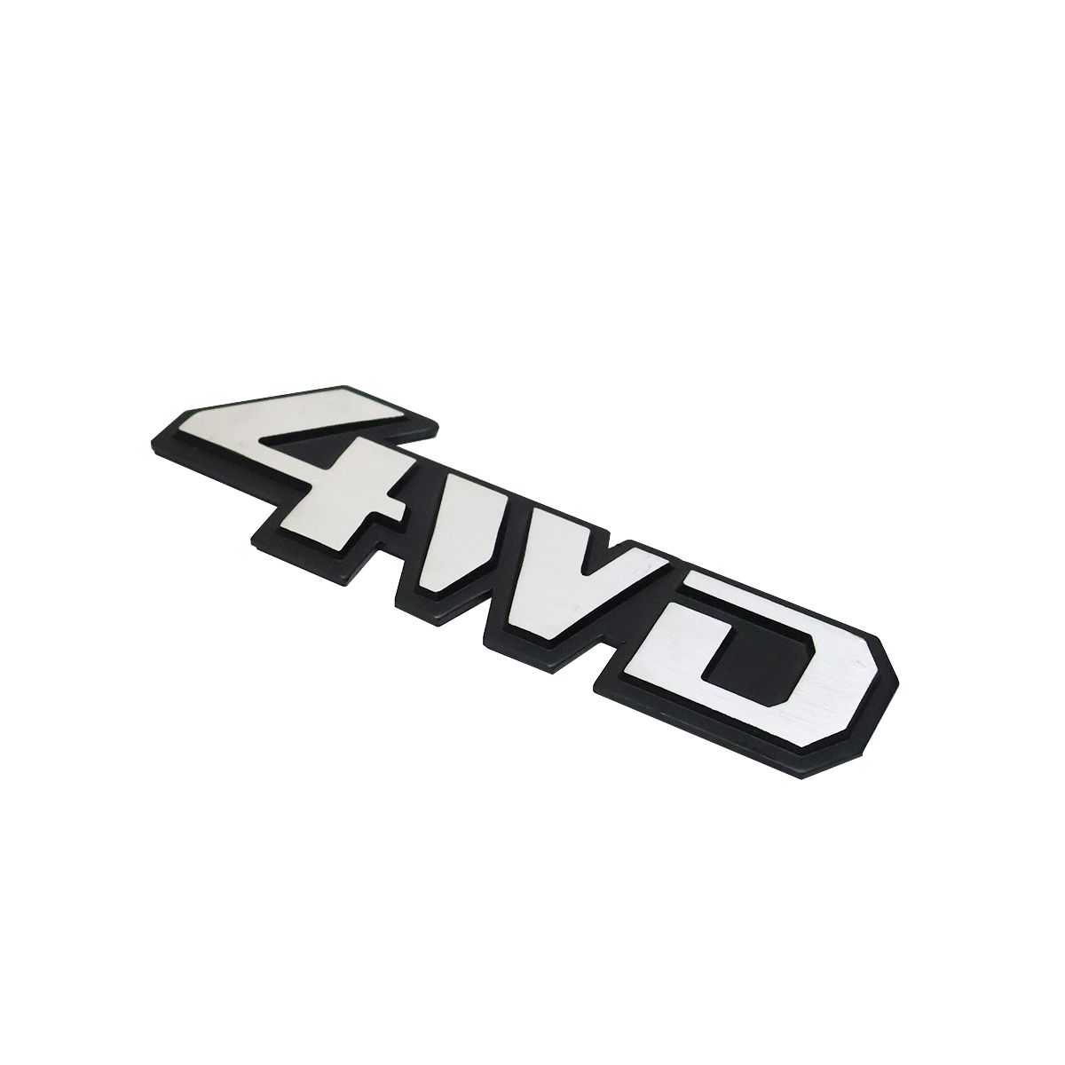 UNIVERSAL - EMBLEMA 4WD GRIS CON BORDES NEGROS 14X45CM