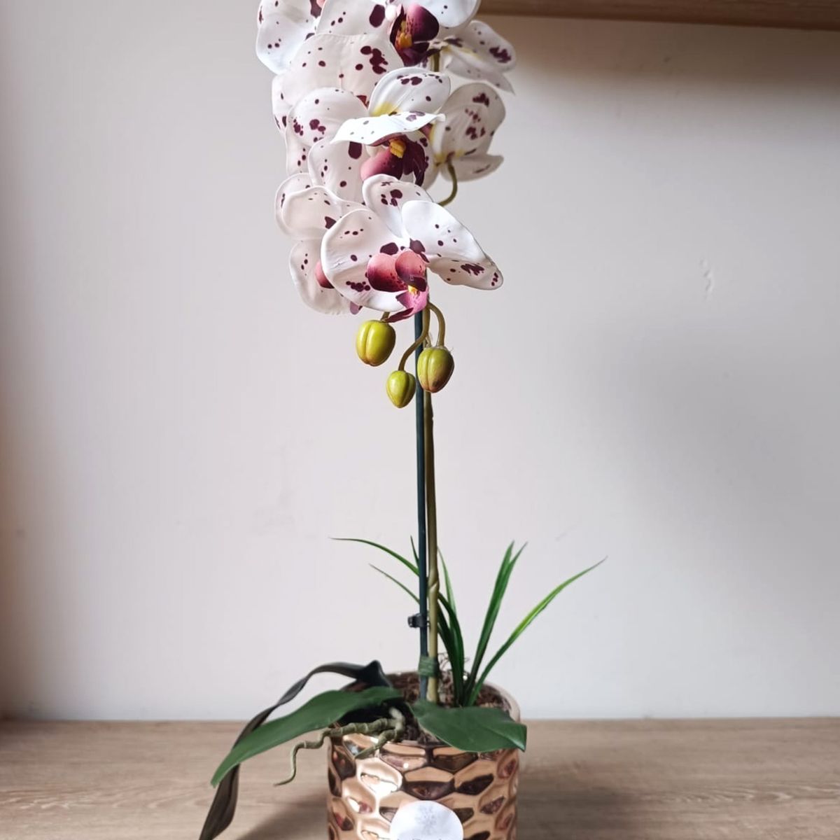 GENERICO - Orquídea 65x17cm Realista Aritificial en Maceta de Cerámica Día de la Madre