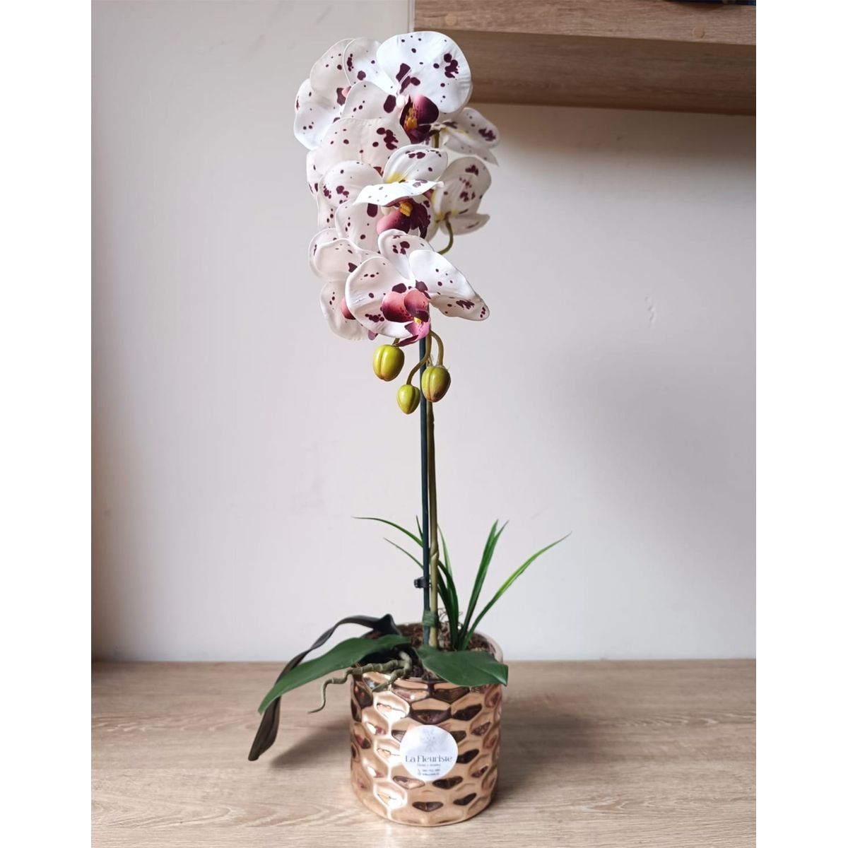 GENERICO - Orquídea 65x17cm Realista Aritificial en Maceta de Cerámica Día de la Madre
