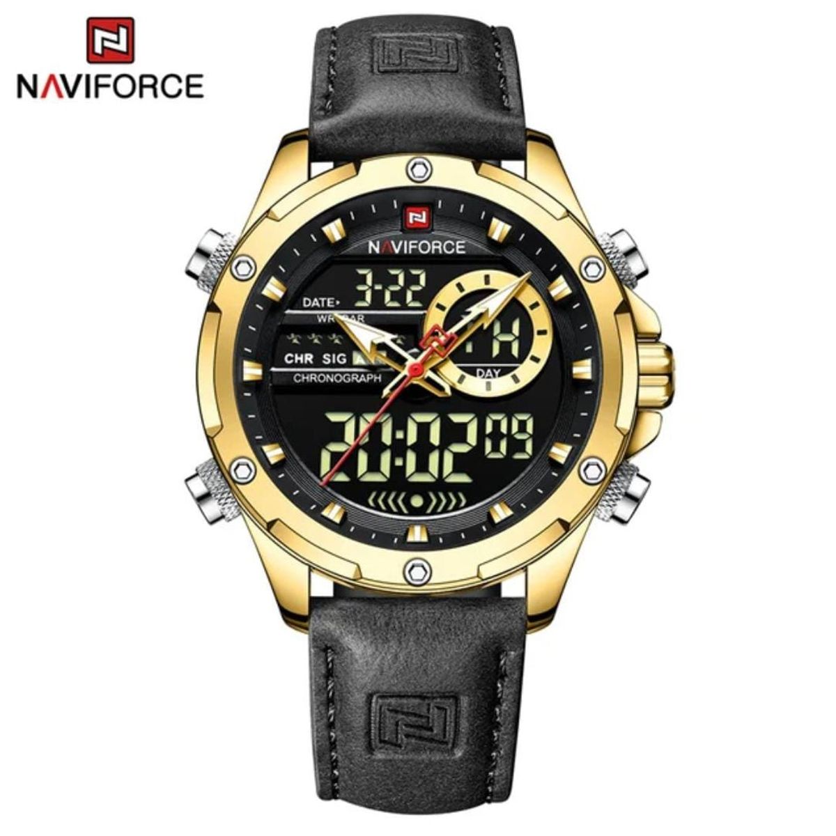 NAVIFORCE - Naviforce Negro Dorado Cuero N40