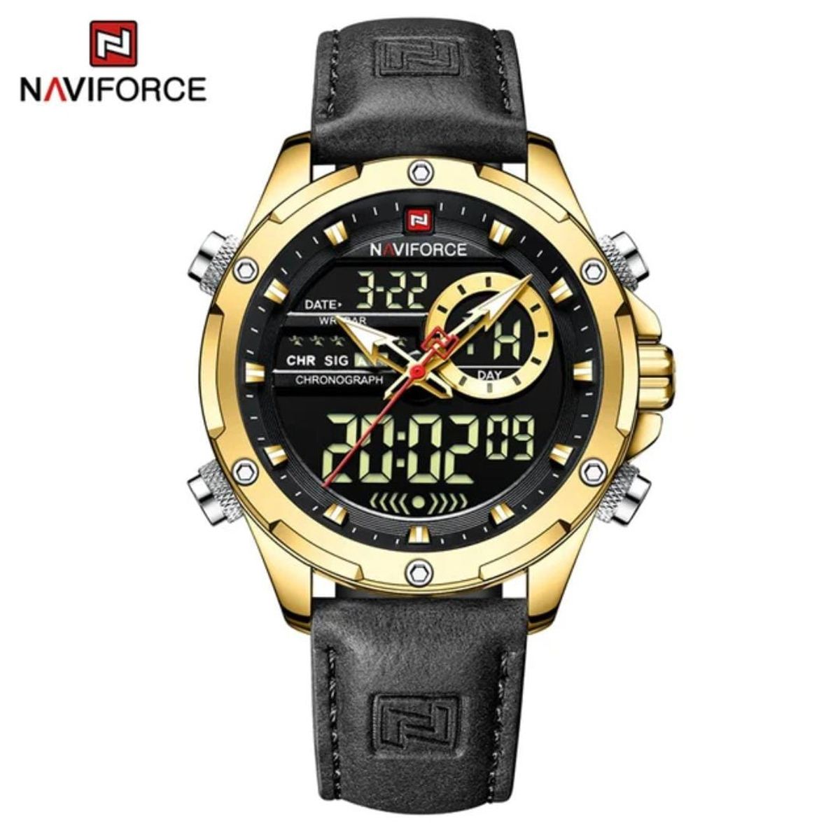 NAVIFORCE - Naviforce Negro Dorado Cuero N40