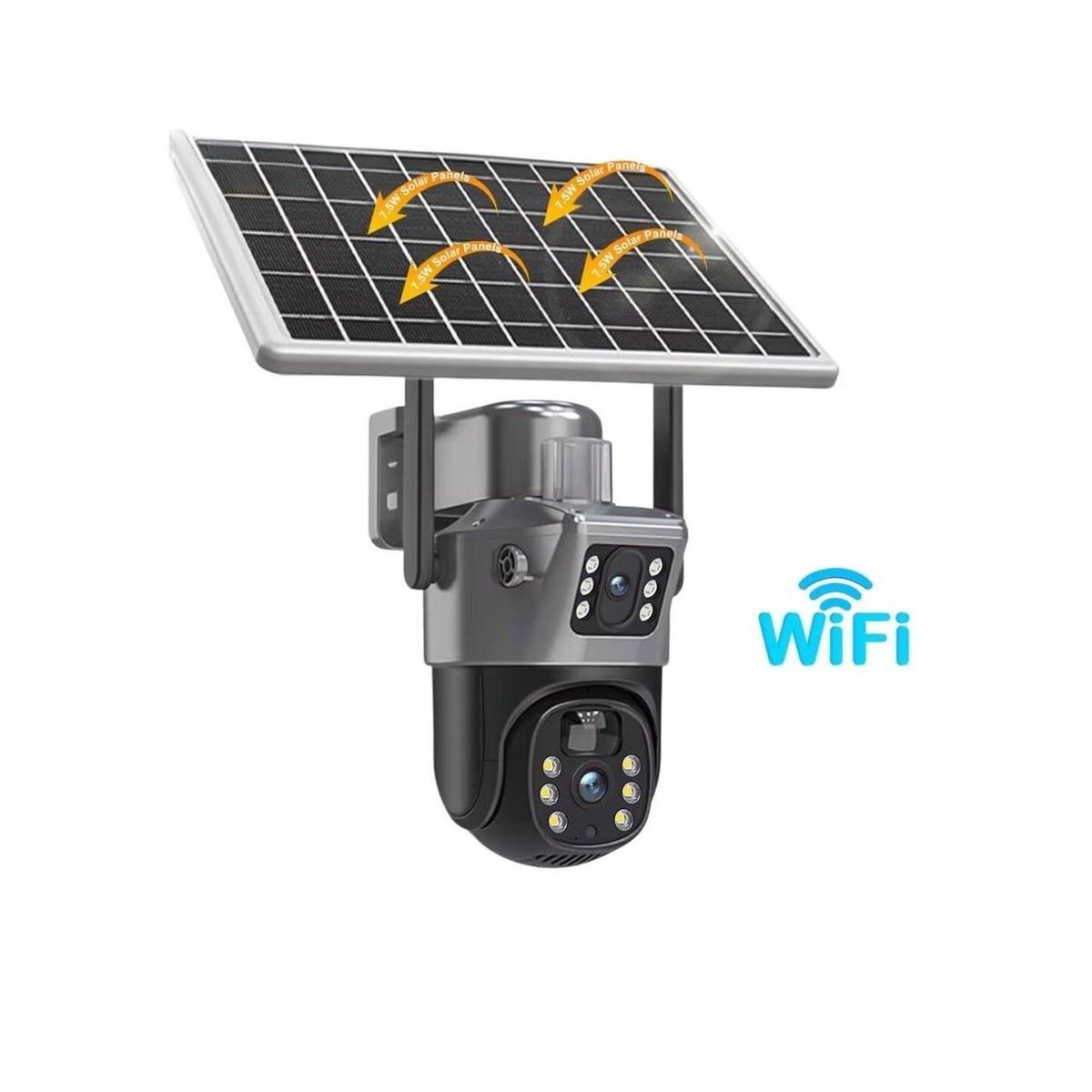 GENERICO - Cámara de seguridad Doble Lente con Panel Solar VCS09 LANTUN