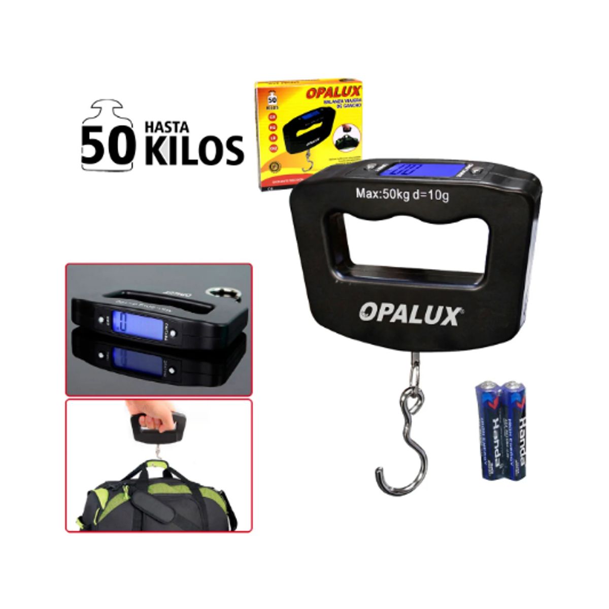 OPALUX - Balanza Viajera de Gancho OP-607 OPALUX