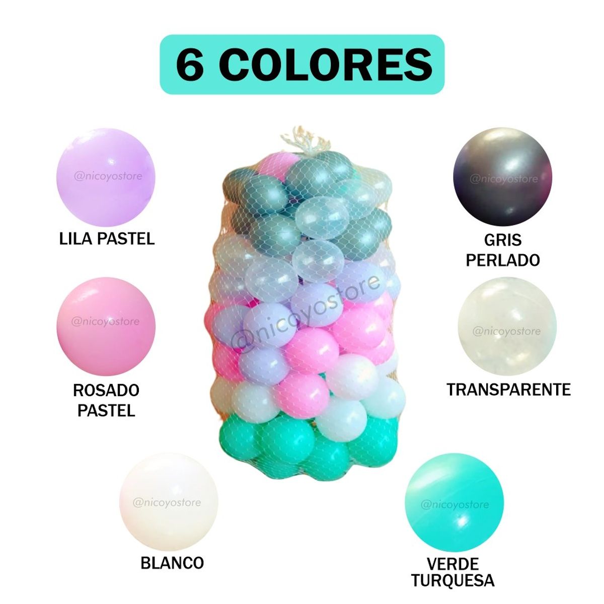 NACIONAL - 100 Pelotas Pasteles de 7.5 CM  A Prueba de Aplastamiento