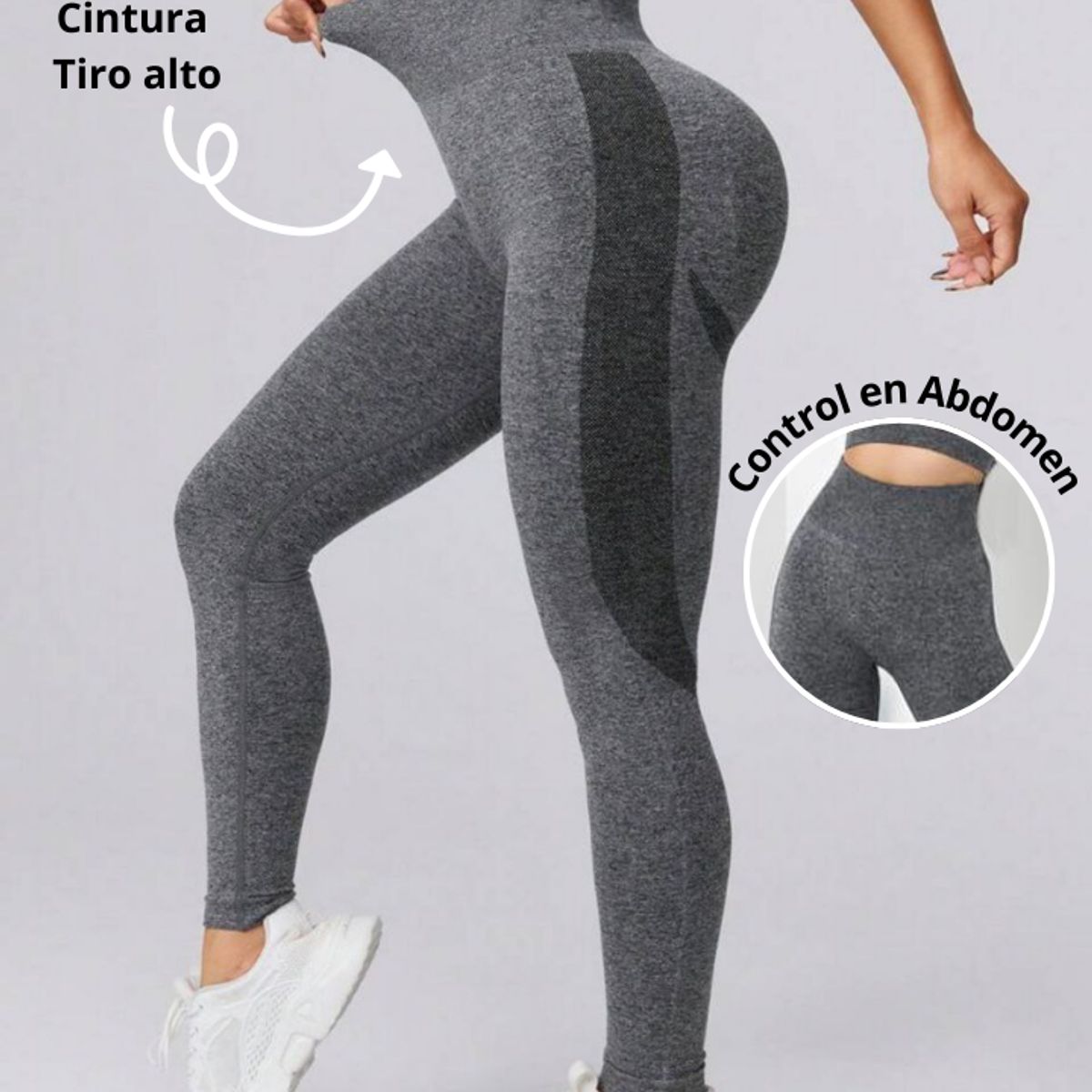 GENERICO - Leggings Negro Deportivo con Push Up - Sin Costuras - Control Abdomen