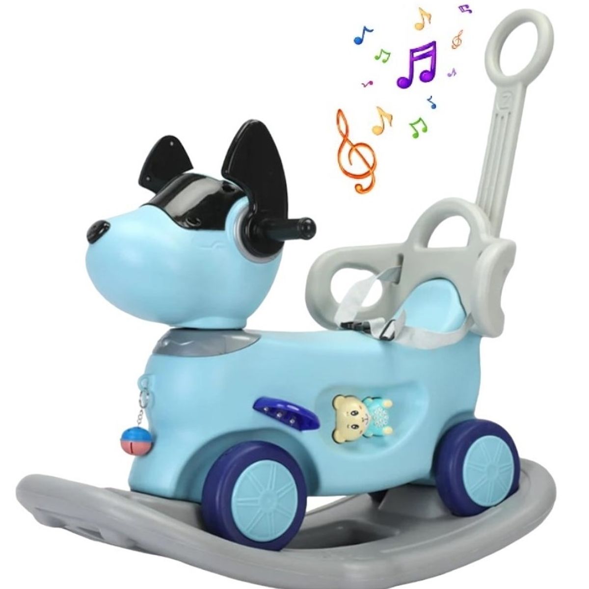 GENERICO - Carrito mecedor celeste y osito musical Buggy correpasillos