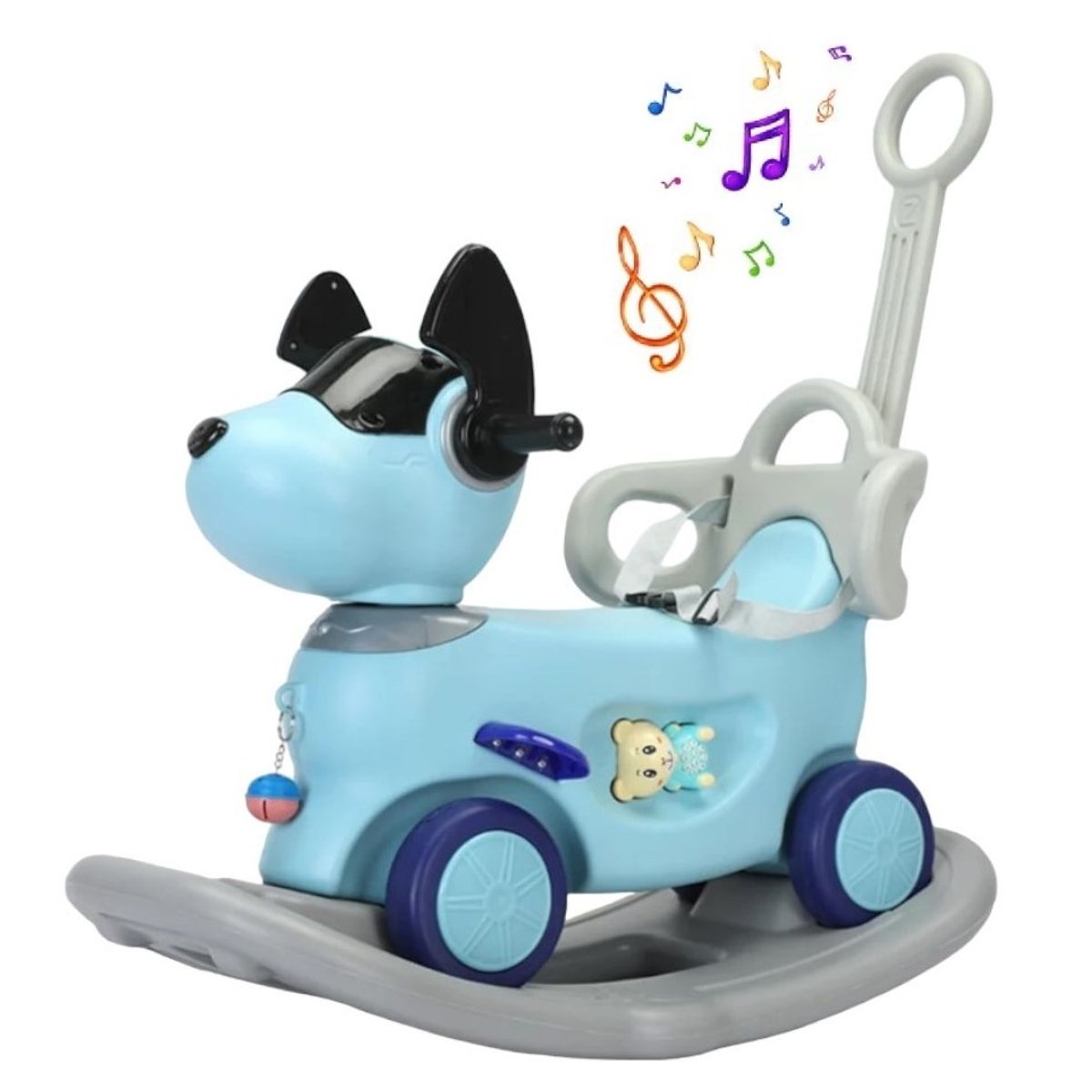 GENERICO - Carrito mecedor celeste y osito musical Buggy correpasillos