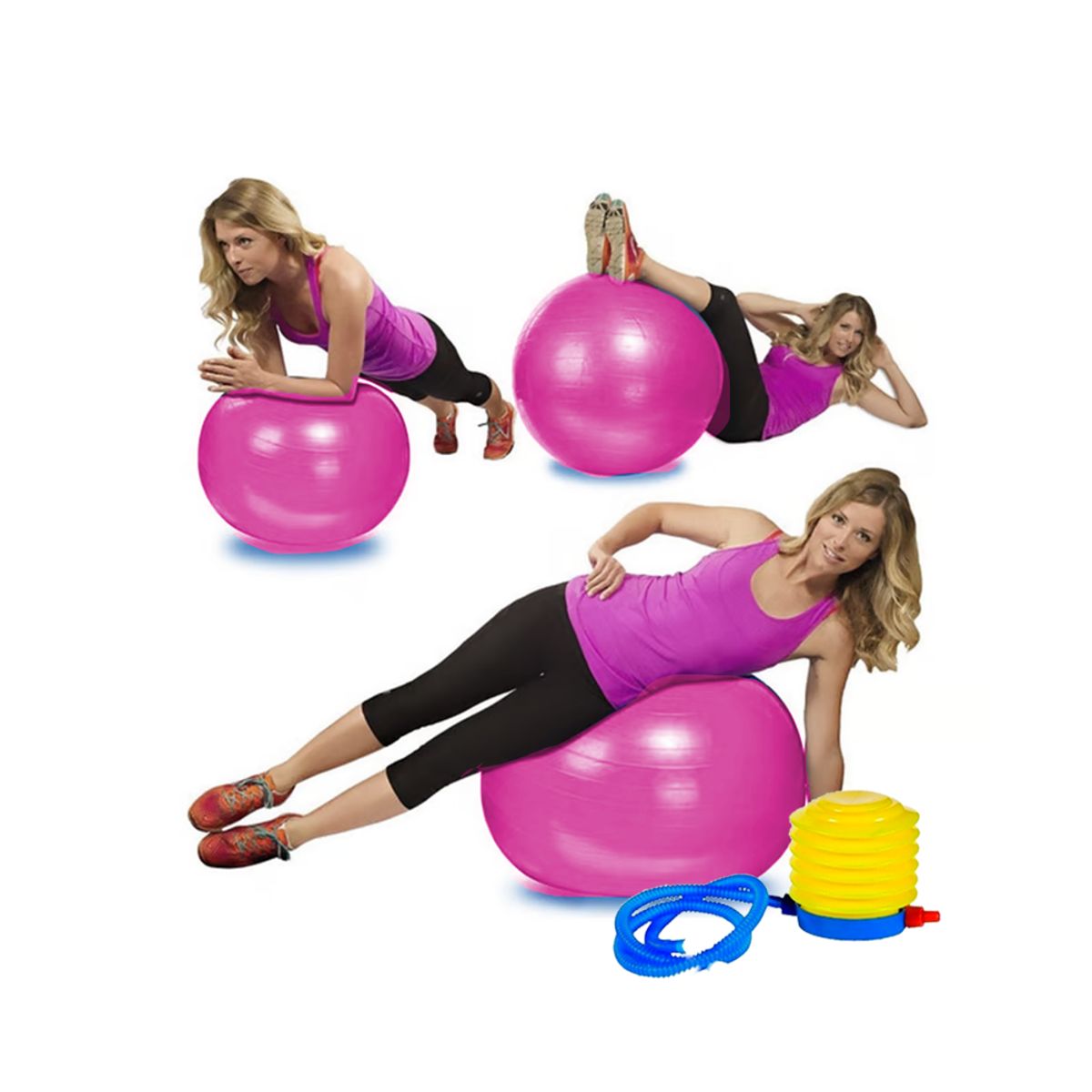 GENERICO - Pelota Pilates Yoga 65cm Fucsia