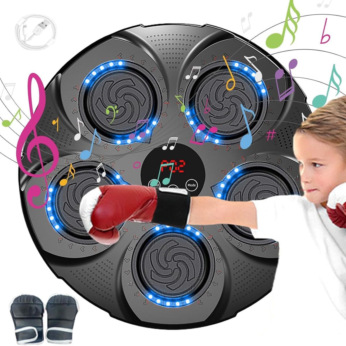 GENERICO - MAQUINA BOXEO IDEAL PARA NIÑOS BLUETOOTH LED MUSICAL