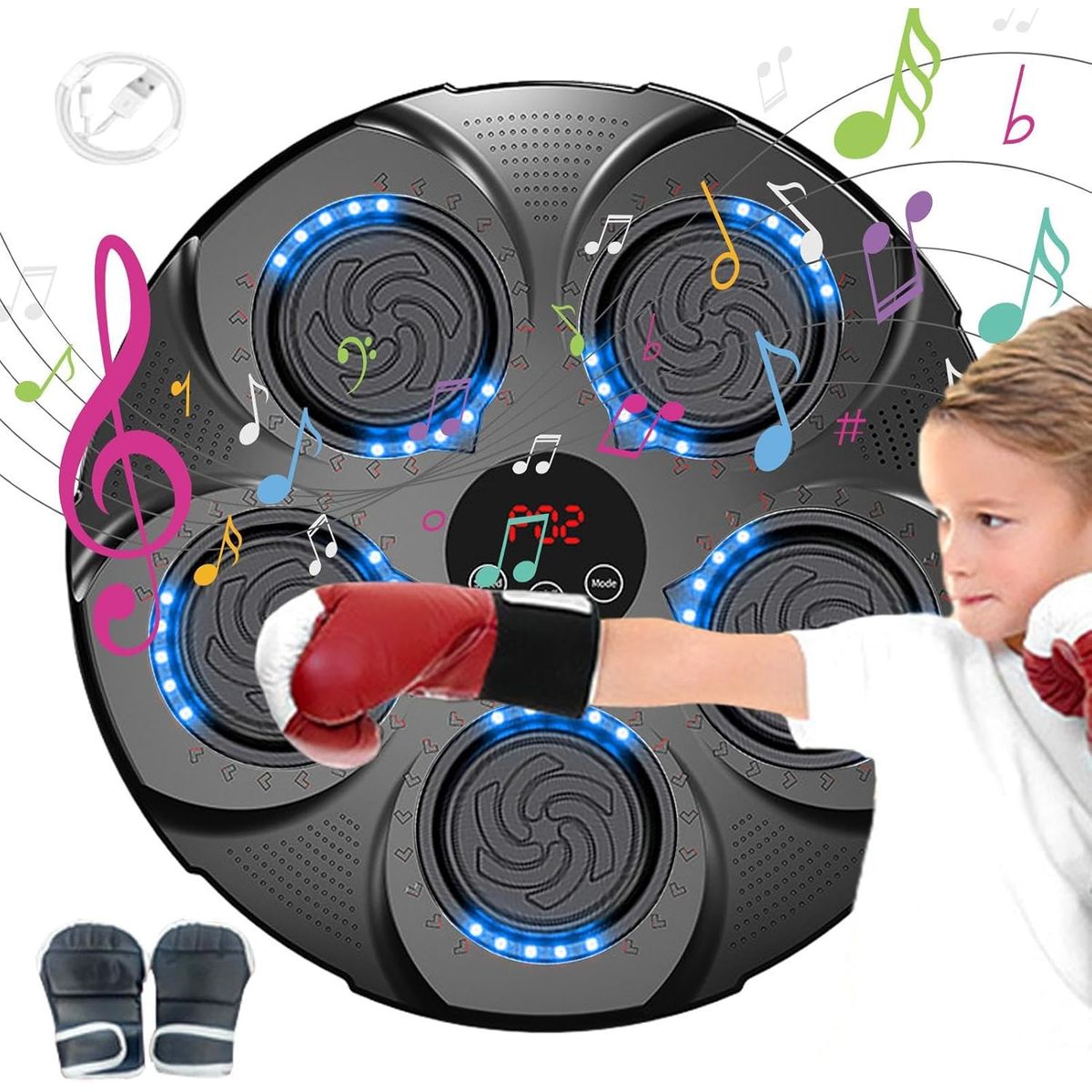 GENERICO - MAQUINA BOXEO IDEAL PARA NIÑOS BLUETOOTH LED MUSICAL