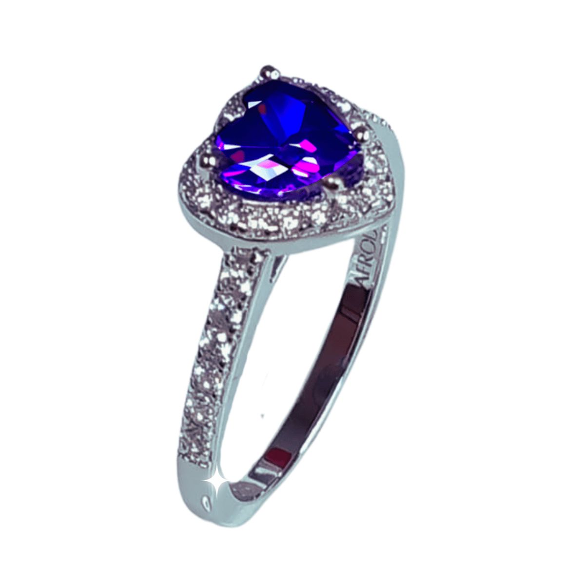 AFRODITA - Anillo de Compromiso Afrodita 614 Amatista Plata Maciza Bañado en Oro Blanco