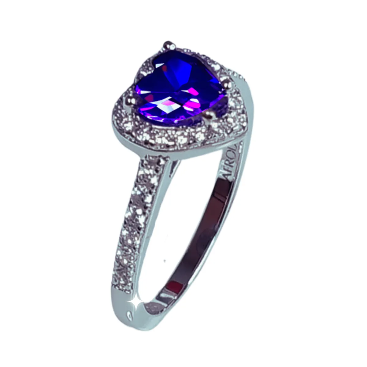 AFRODITA - Anillo de Compromiso Afrodita 614 Amatista Plata Maciza Bañado en Oro Blanco