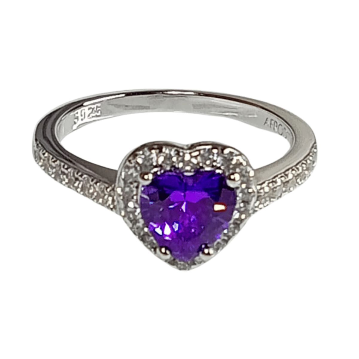 AFRODITA - Anillo de Compromiso Afrodita 614 Amatista Plata Maciza Bañado en Oro Blanco