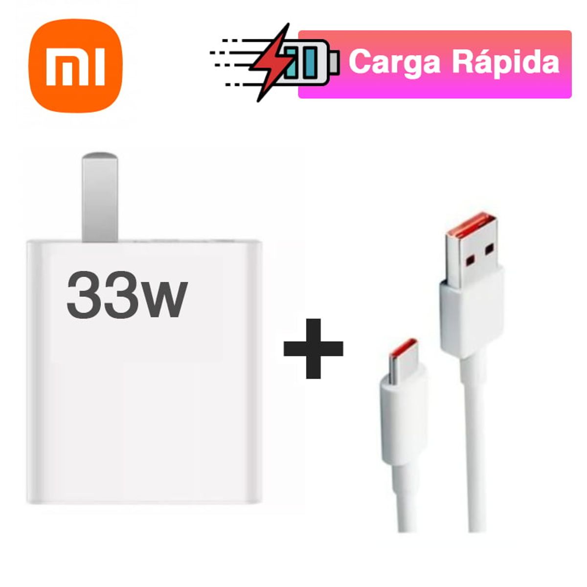 GENERICO - Cargador para Xiaomi con Carga Rápida 33W Cable Tipo-C Redmi