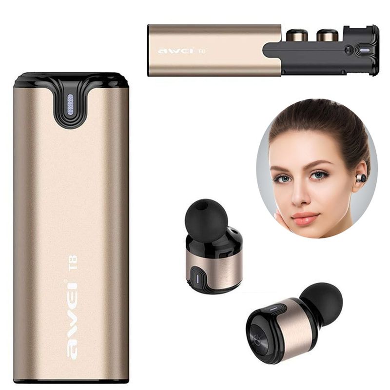 AWEI - Audífonos Awei T8 Tws Bluetooth Inhalambricos iPhone Android - gold