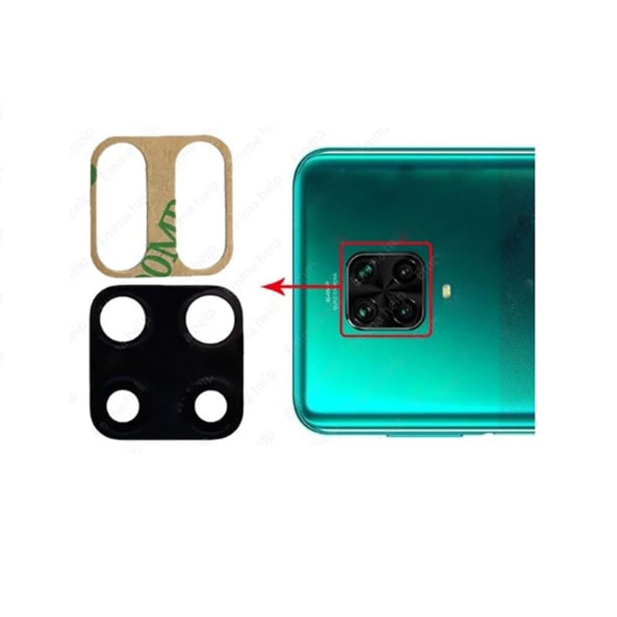 GENERICO - Repuesto lente Vidrio de cámara Xiaomi Redmi Note 9 Pro