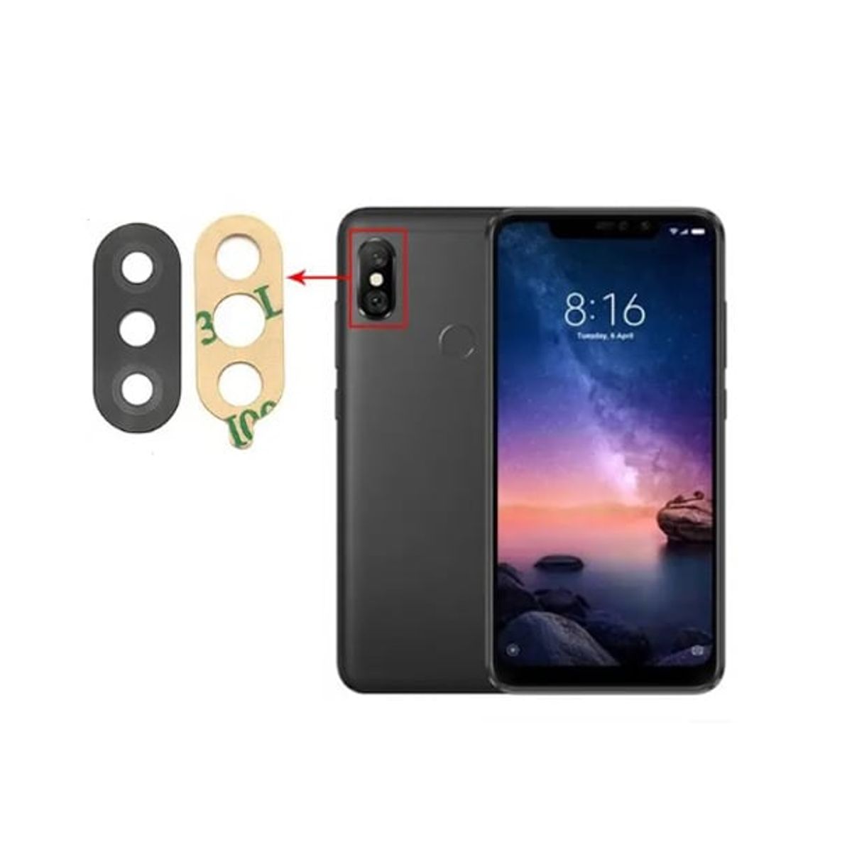 GENERICO - Repuesto lente Vidrio de cámara Xiaomi Redmi Note 6 Pro