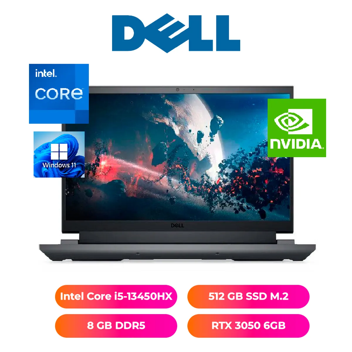 DELL - LAPTOP DELL G15 5530 15 INTEL CORE i5-13450HX 8GB RAM 512GB SSD NVIDIA RTX 3050 6GB