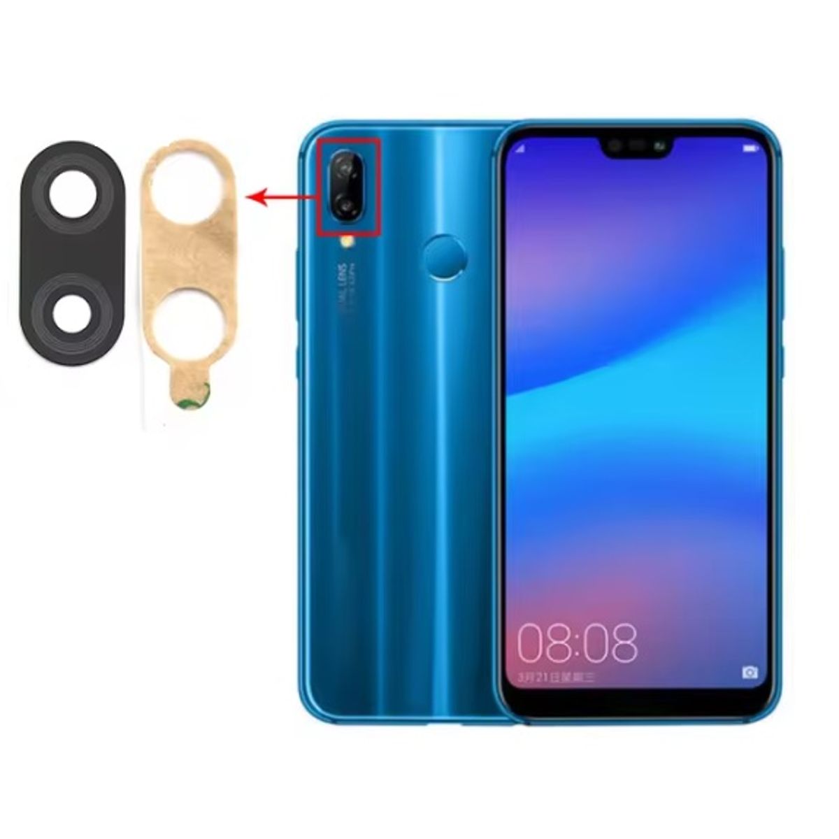 GENERICO - Repuesto lente Vidrio de cámara Huawei P20 Lite