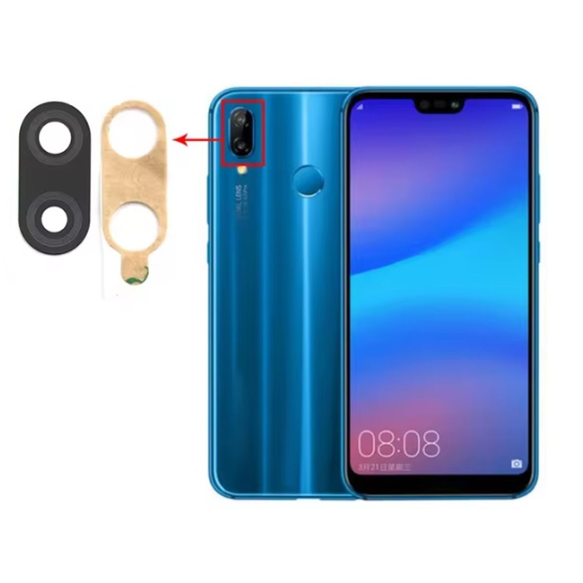 GENERICO - Repuesto lente Vidrio de cámara Huawei P20 Lite