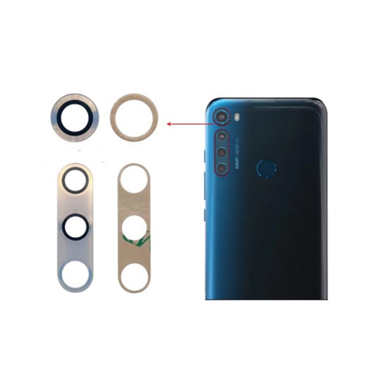 GENERICO - Repuesto lente Vidrio de cámara Moto One Fusion Plus color PLATEADO