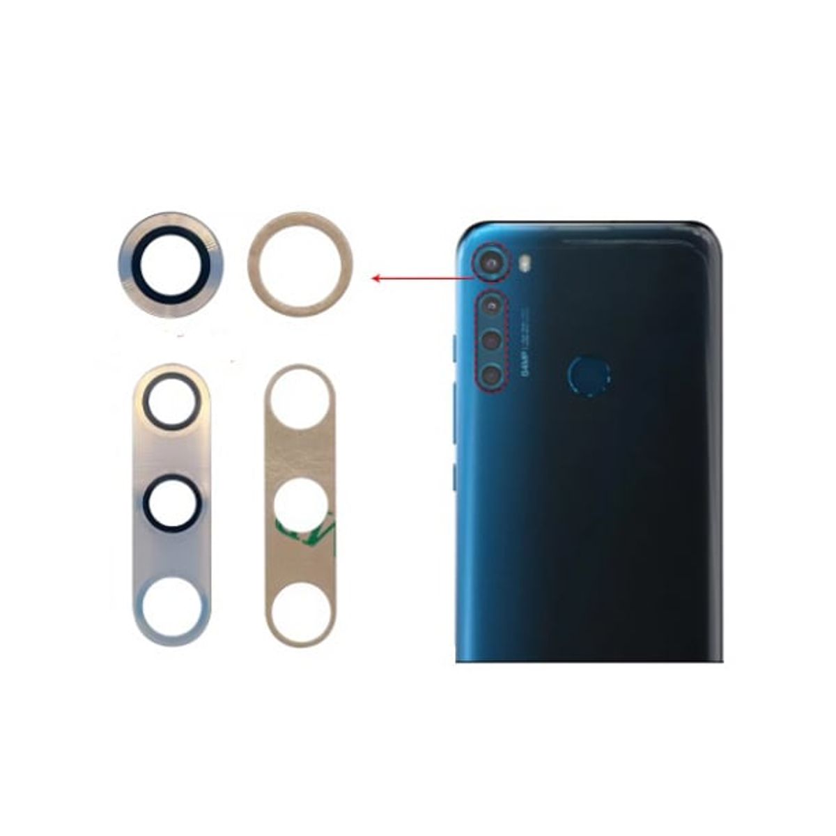 GENERICO - Repuesto lente Vidrio de cámara Moto One Fusion Plus color PLATEADO