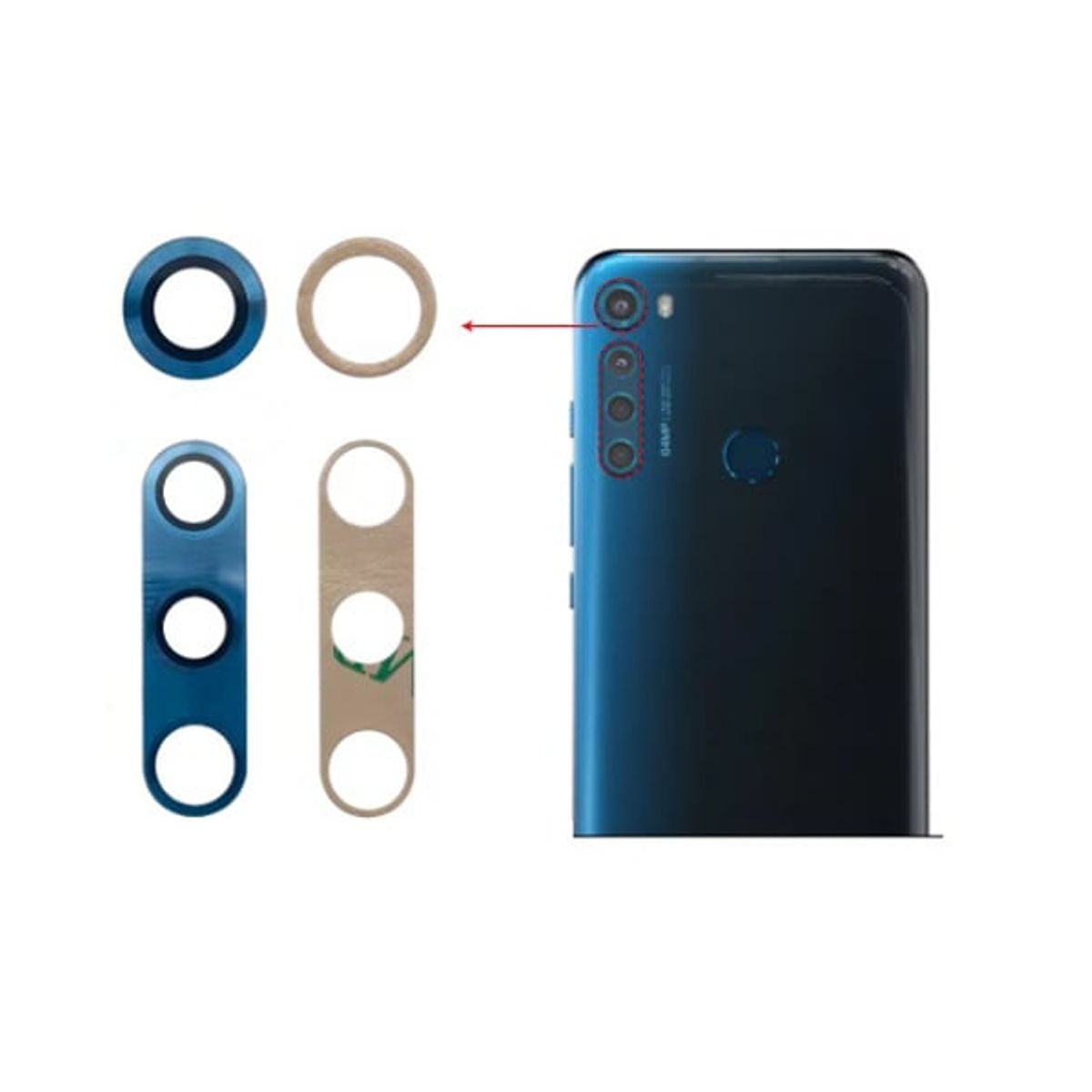 GENERICO - Repuesto lente Vidrio de cámara Moto One Fusion Plus color AZUL