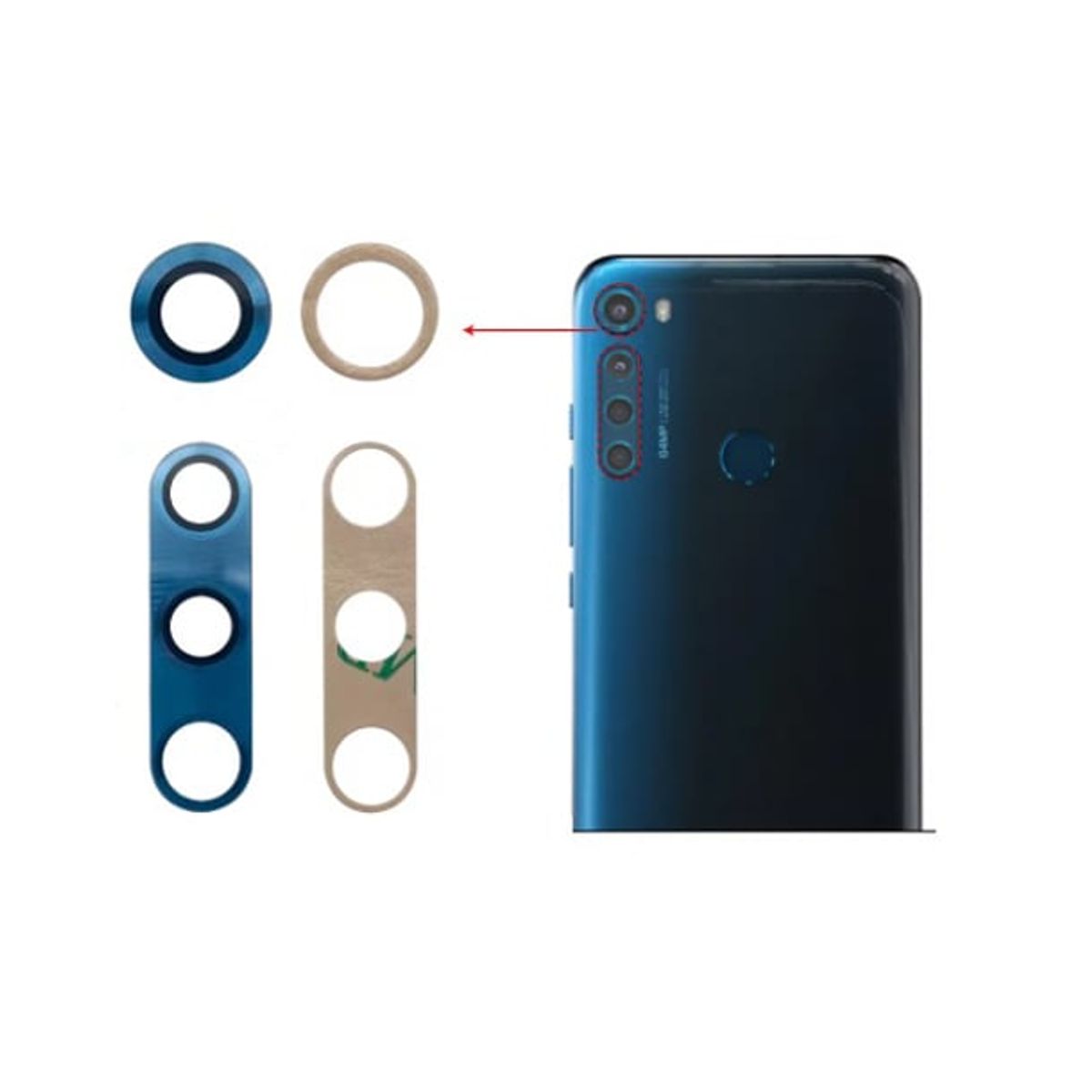 GENERICO - Repuesto lente Vidrio de cámara Moto One Fusion Plus color AZUL