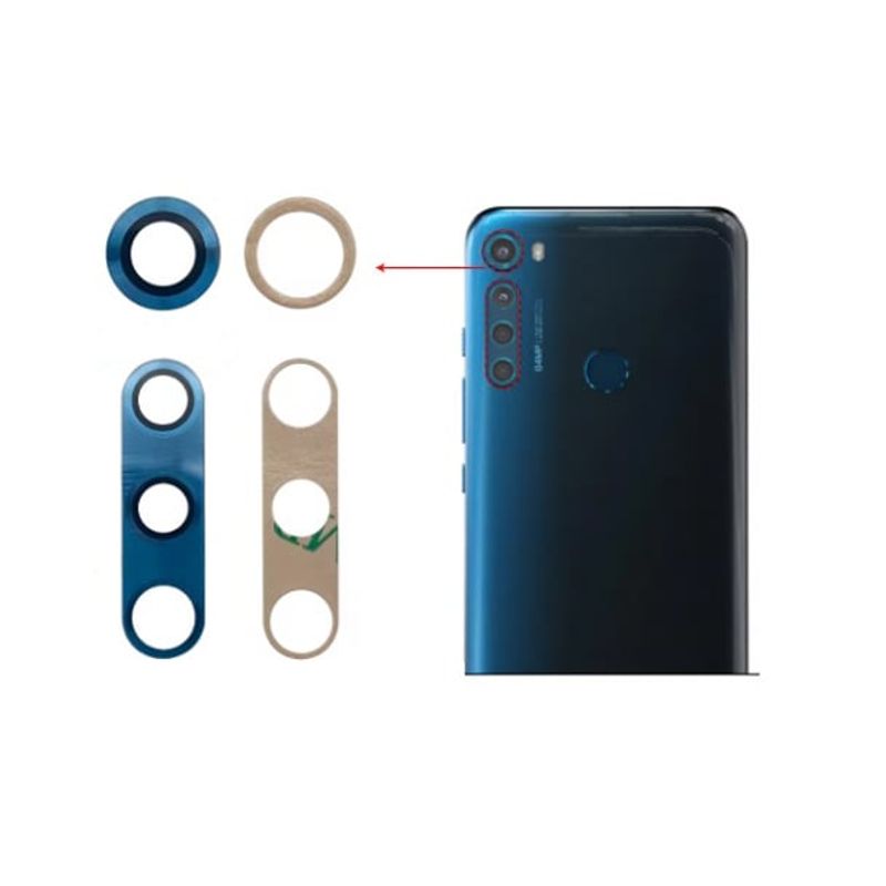 GENERICO - Repuesto lente Vidrio de cámara Moto One Fusion Plus color AZUL