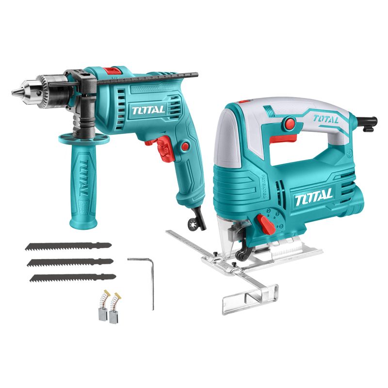 TOTAL TOOLS - Combo Taladro percutor 680w + sierra caladora 570w Total