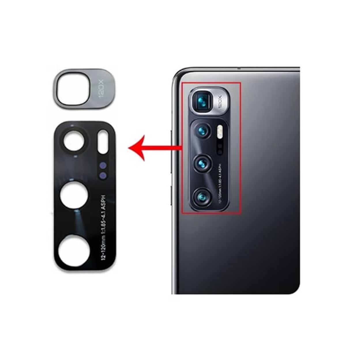 GENERICO - Repuesto lente Vidrio de cámara Xiaomi MI 10 Ultra