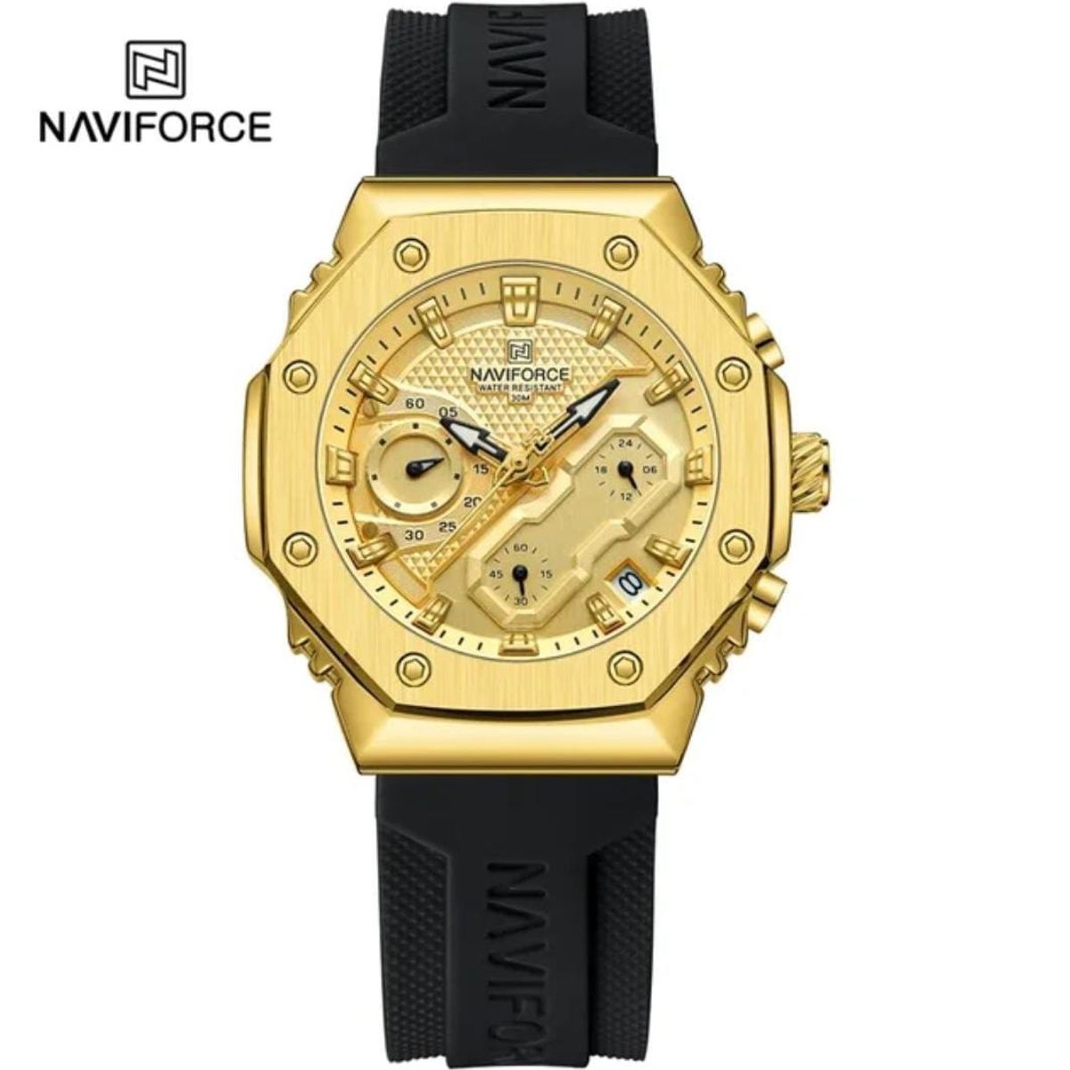 NAVIFORCE - Naviforce Negro Dorado Goma N48