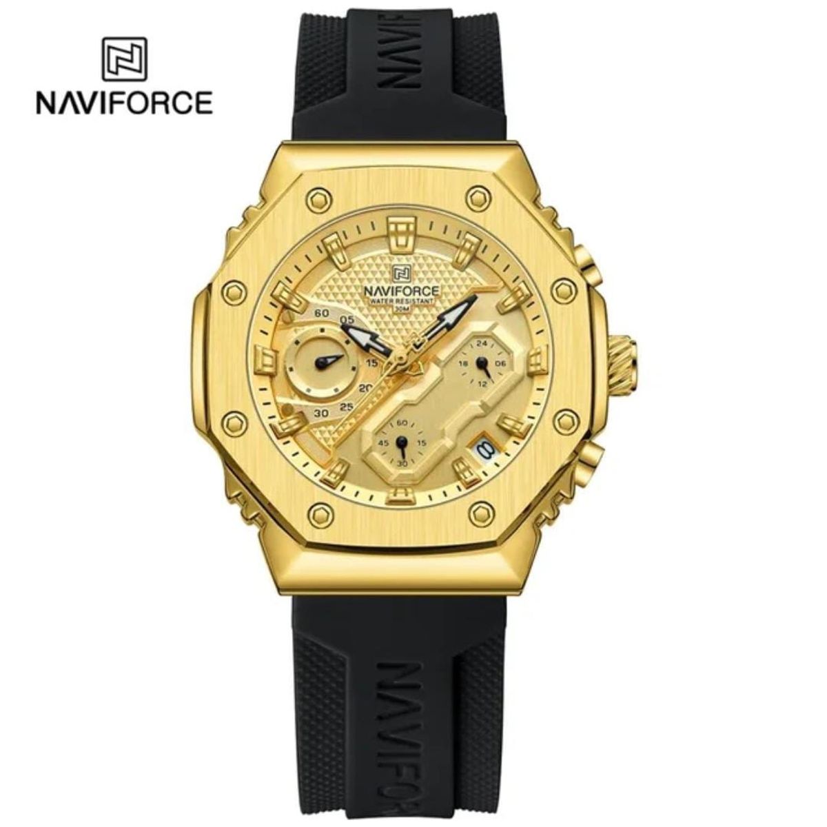NAVIFORCE - Naviforce Negro Dorado Goma N48