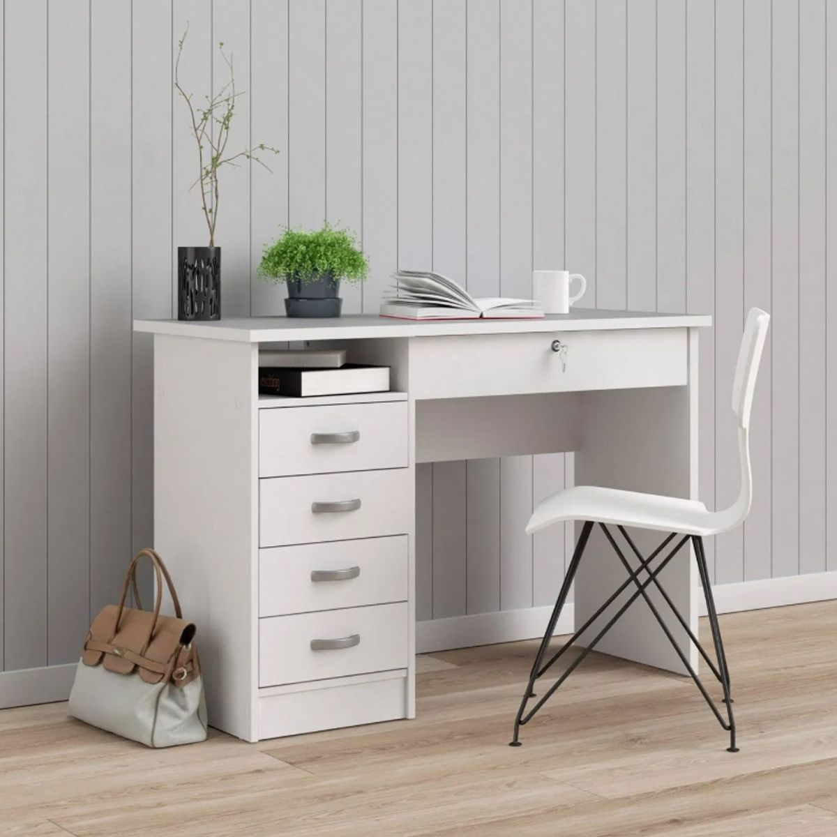 NACION MUEBLES - ESCRITORIO LUCAS COLOR BLANCO CON CAJONERA NM