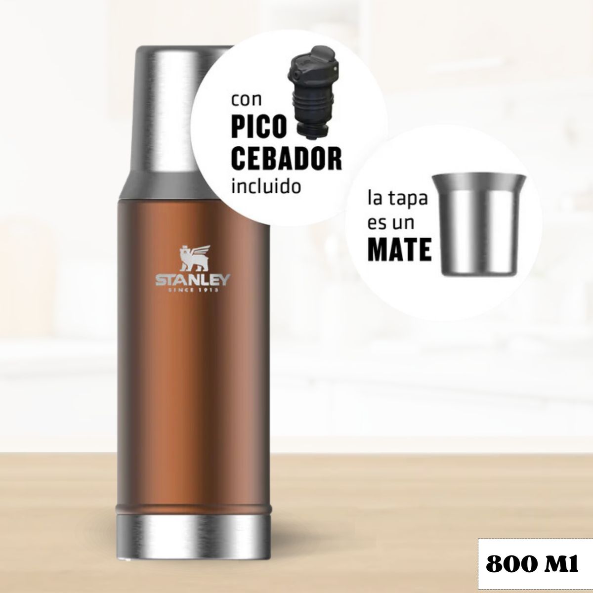 STANLEY - Termo de Bebida Mate System Dorado Stanley 800 Ml