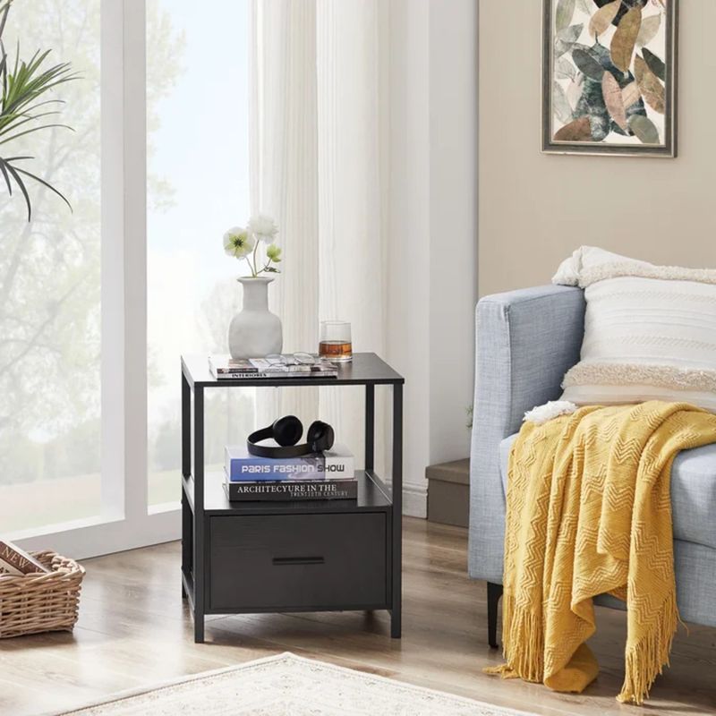 TU MESITA - Velador Industrial Lucas color Negro 1 cajón TU MESITA