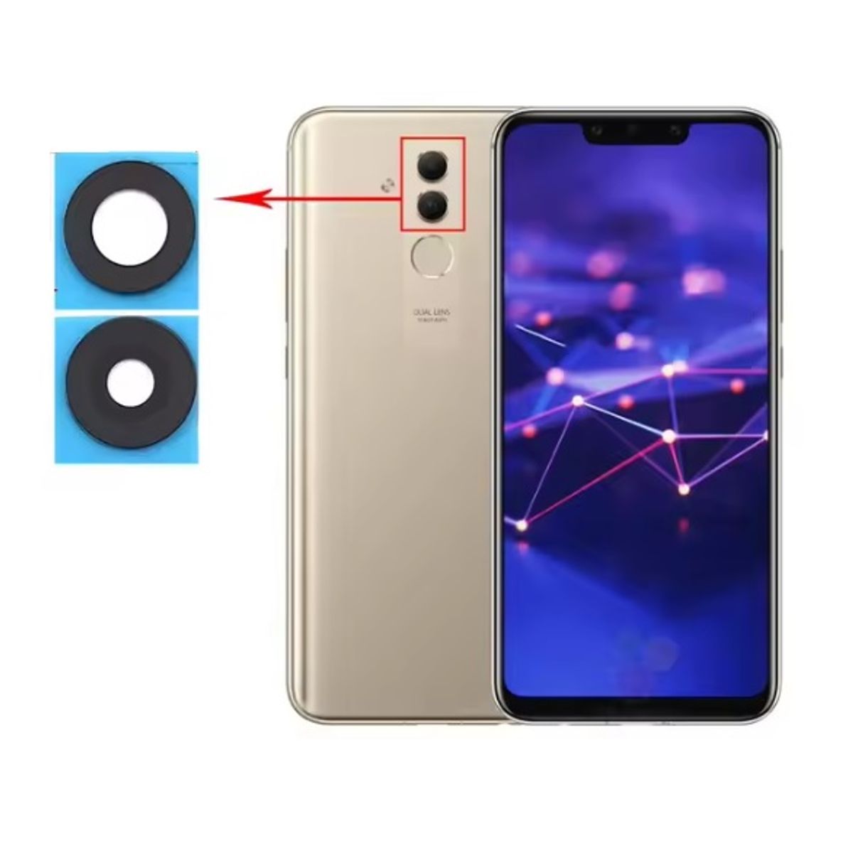 GENERICO - Repuesto lente Vidrio de cámara Huawei Mate 20 Lite