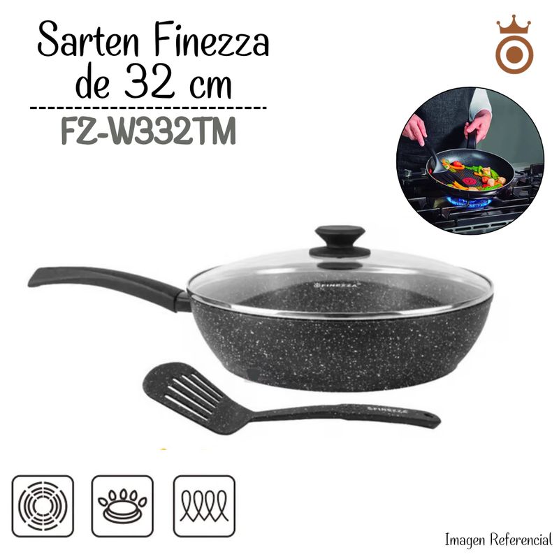 FINEZZA - Sarten Finezza Ultragranito de 32 cm con Tapa 3 Piezas FZ-W332TM