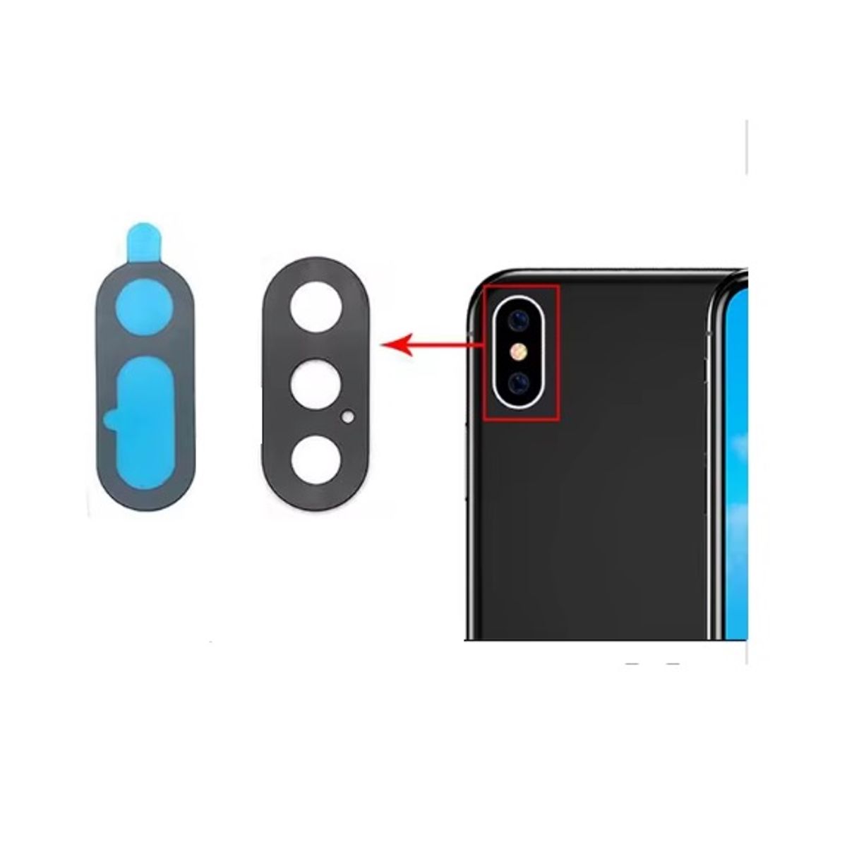 GENERICO - Repuesto lente Vidrio de cámara Iphone X