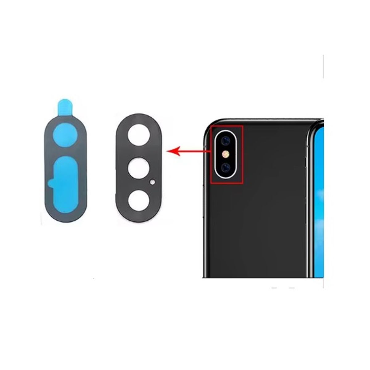 GENERICO - Repuesto lente Vidrio de cámara Iphone X