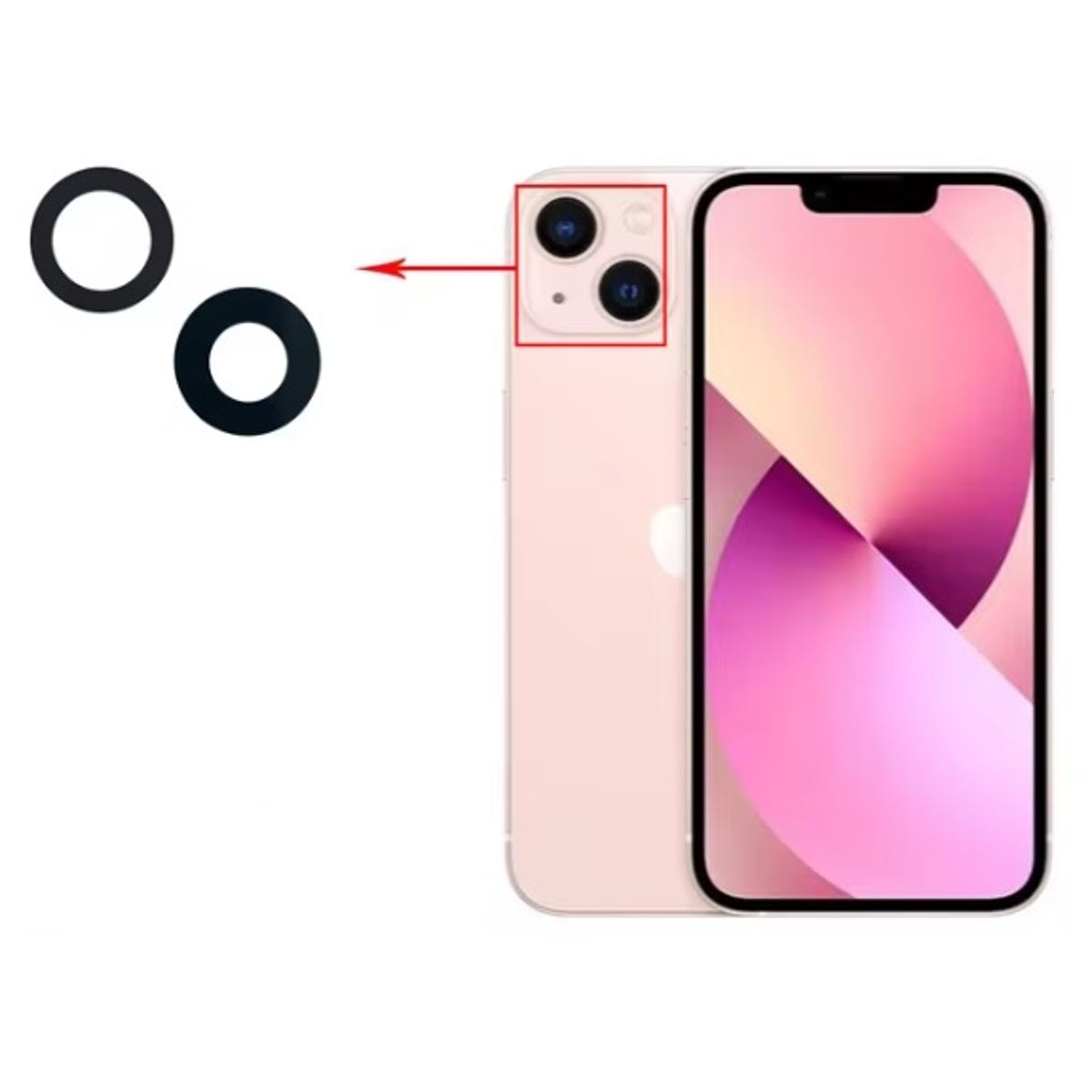 GENERICO - Repuesto lente Vidrio de cámara Iphone 13 Mini