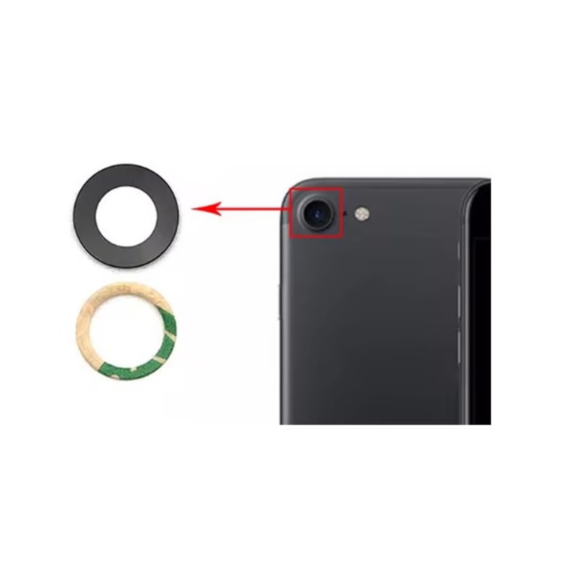 GENERICO - Repuesto lente Vidrio de cámara iPhone 7