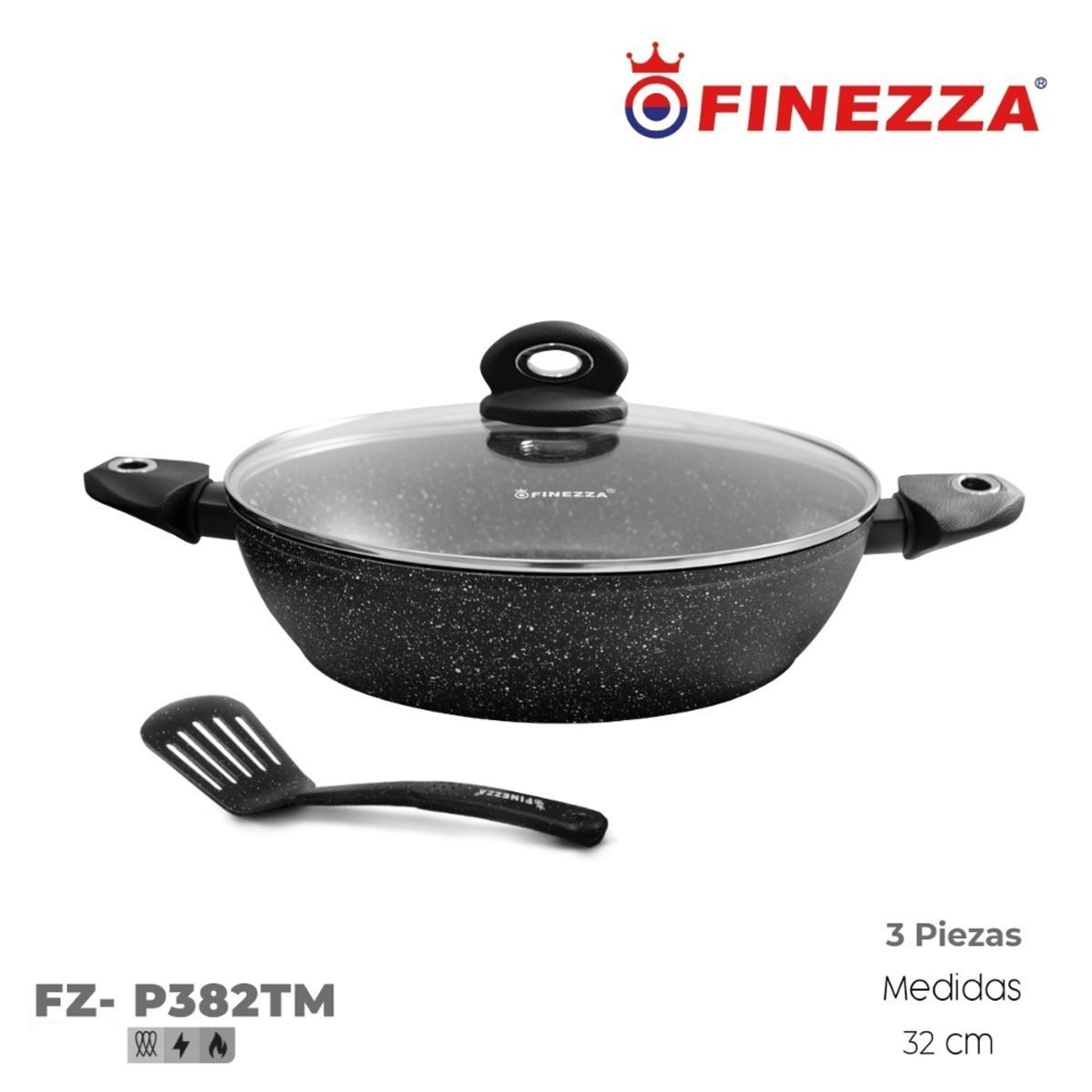 FINEZZA - Perol Finezza Ultragranito 32 cm - FZ-P382TM / Negro