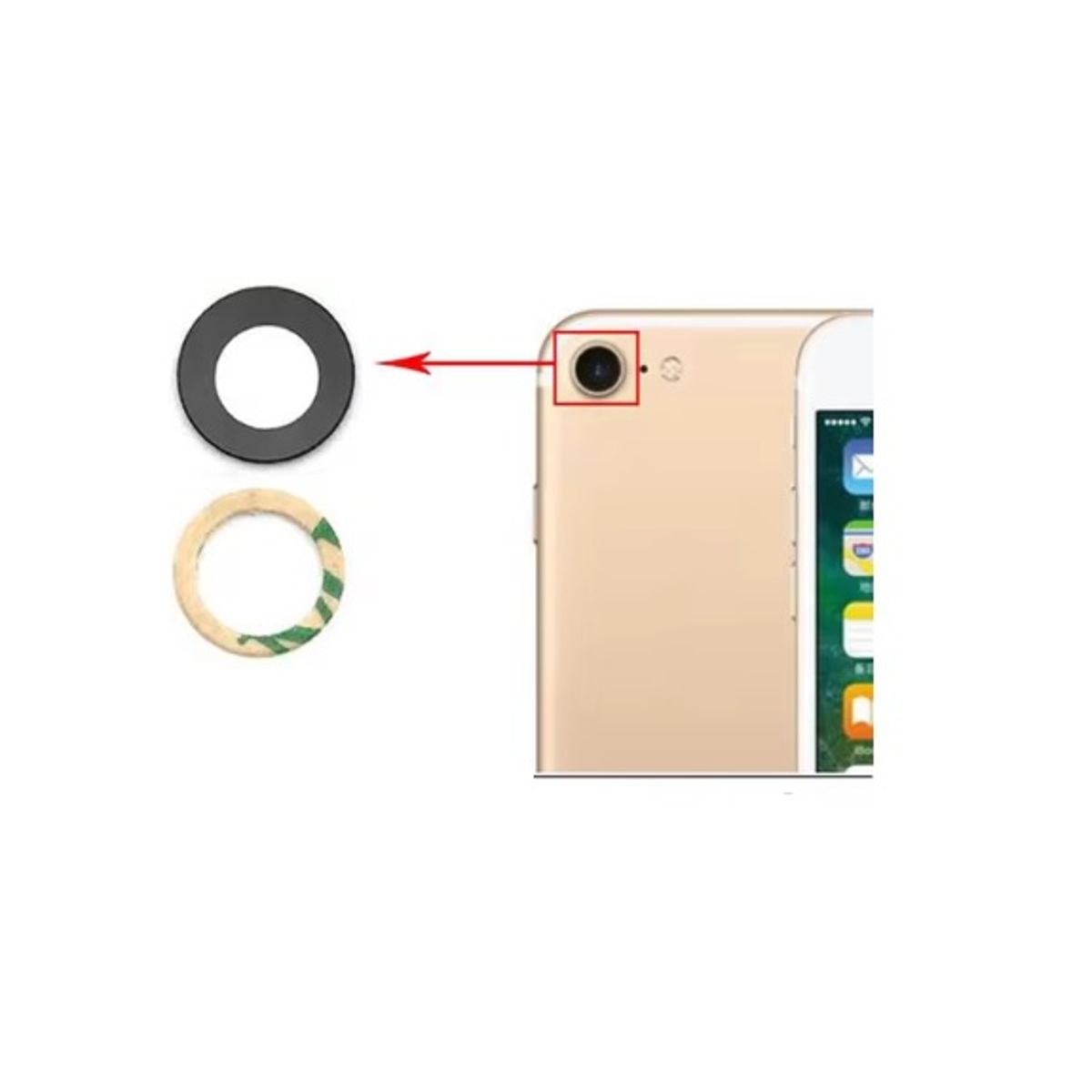 GENERICO - Repuesto lente Vidrio de cámara iPhone 8