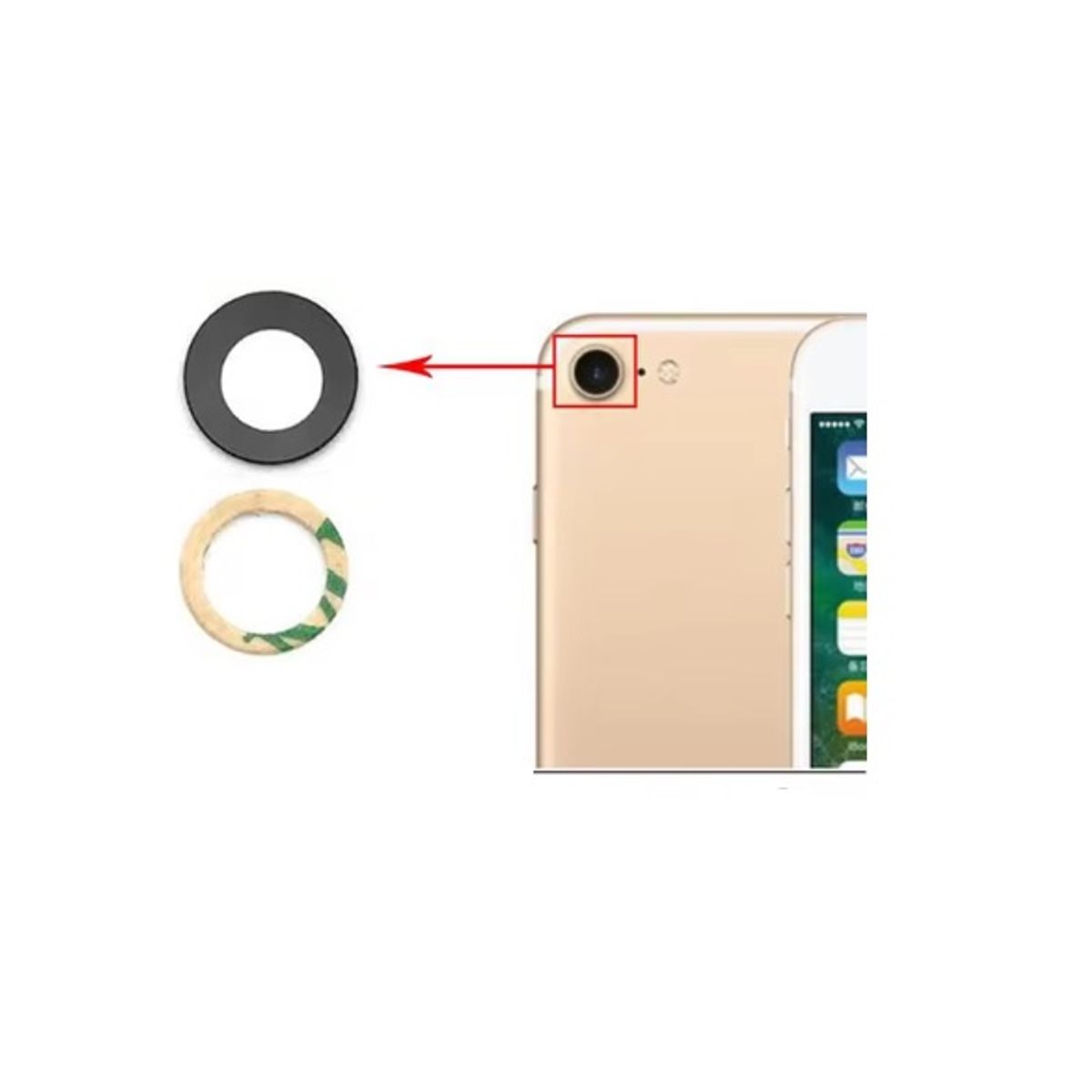 GENERICO - Repuesto lente Vidrio de cámara iPhone 8
