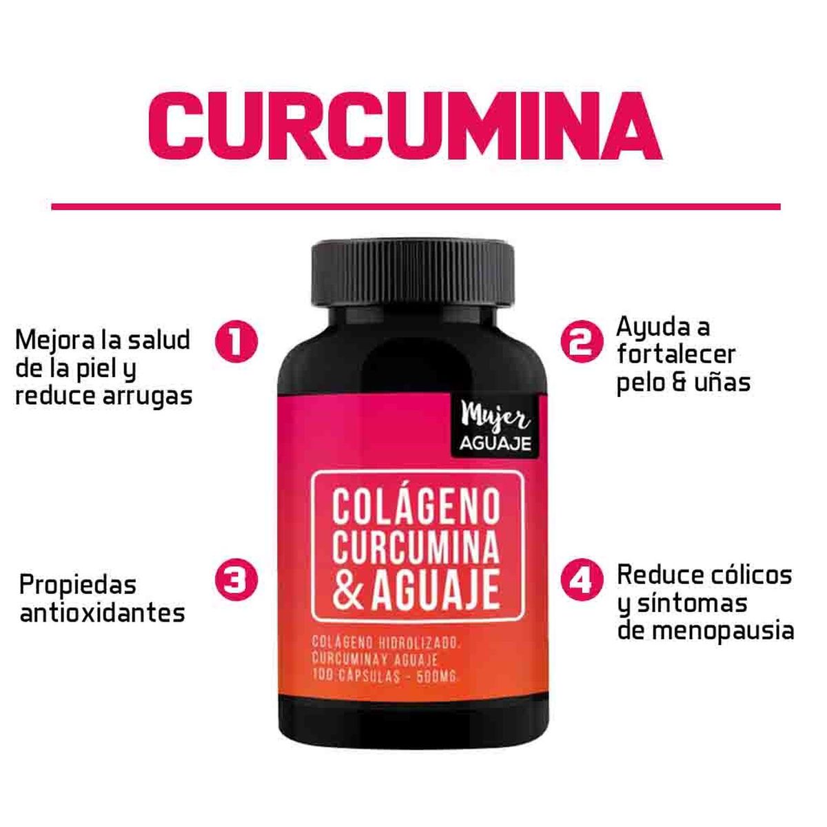 MUJER AGUAJE - Colágeno Curcumina y Aguaje 500 mg Mujer Aguaje Pack x 2