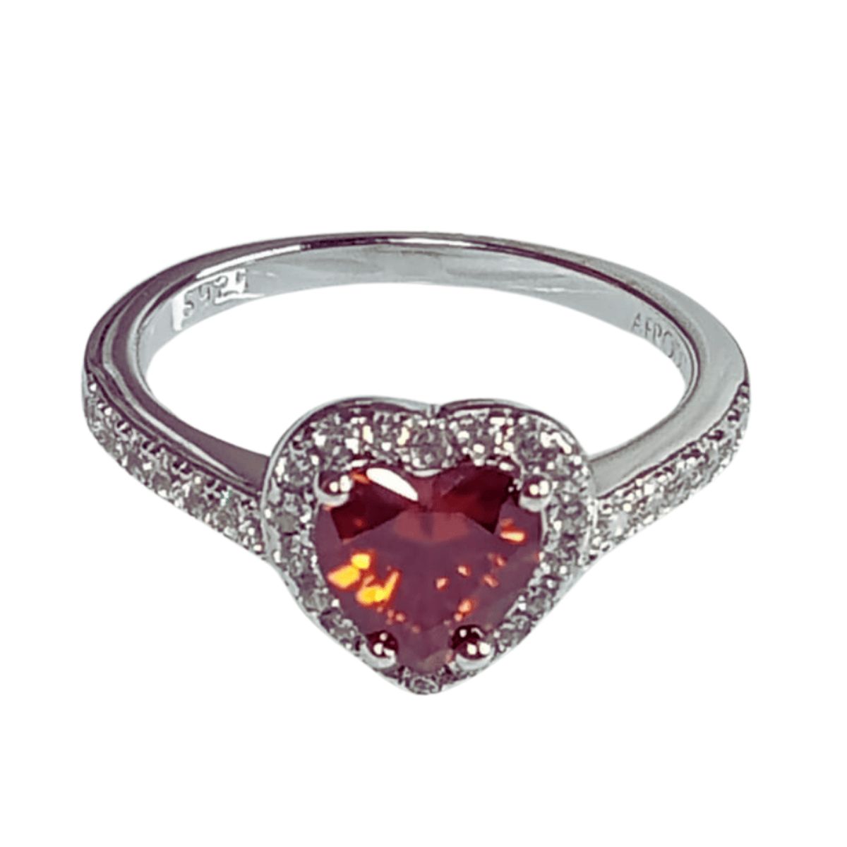 AFRODITA - Anillo de Compromiso Afrodita 614 Rubí Plata Maciza Bañado en Oro Blanco