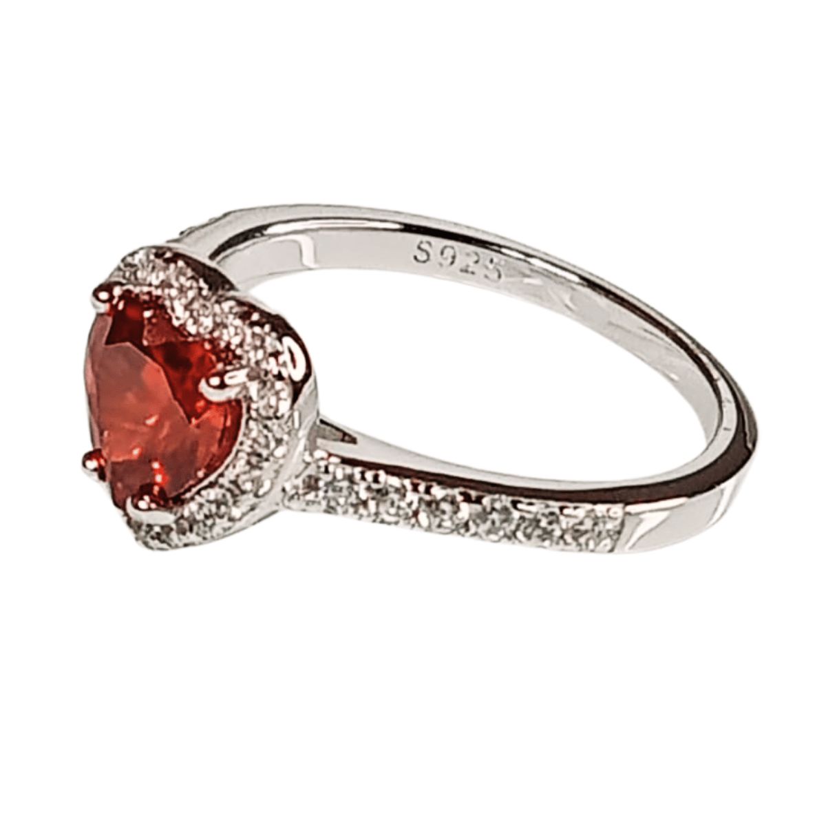 AFRODITA - Anillo de Compromiso Afrodita 614 Rubí Plata Maciza Bañado en Oro Blanco